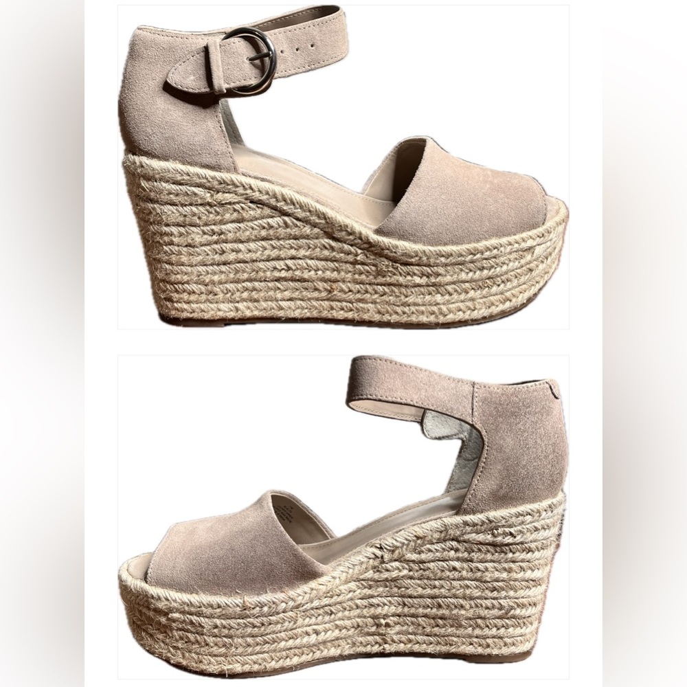 NWT - Marc Fisher Alita Platform Wedge Espadrille Sandals in Light Natural Sz 11